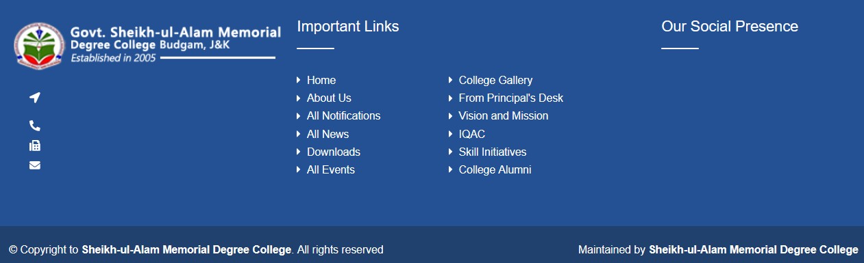 Govt. Sheikh-ul-Alam Memorial Degree College Budgam – Footer